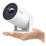 Magcubic HY300 Pro mini projector held in a hand
