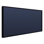 A 100-inch fixed-frame projector screen with black velvet border